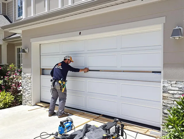 Colchester Garage Door Repair team performing complete garage door replacement at Colchester residence