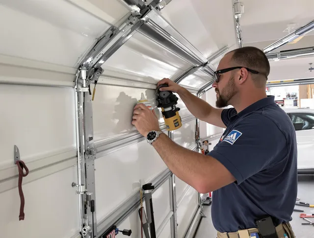 Colchester Garage Door Repair technician quieting a noisy garage door in Colchester