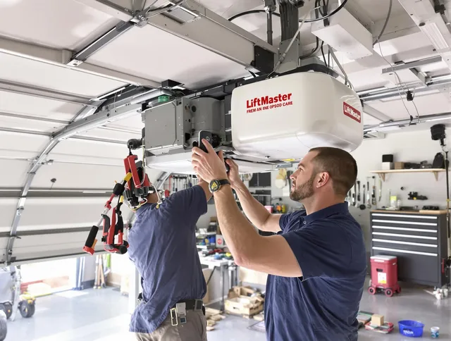 Colchester Garage Door Repair technician performing advanced diagnostics on garage opener in Colchester