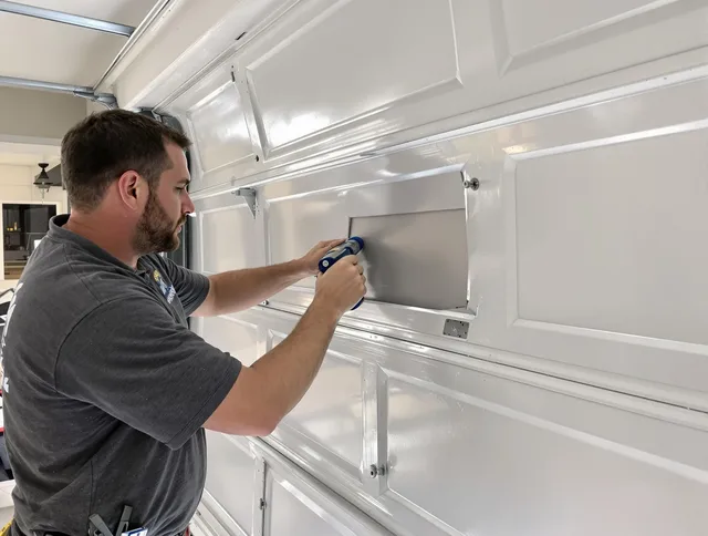 Garage door panel repair by Colchester Garage Door Repair in Colchester