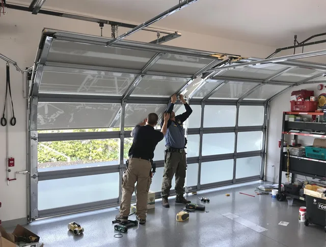 Colchester Garage Door Repair expert performing precise panel replacement on Colchester garage door